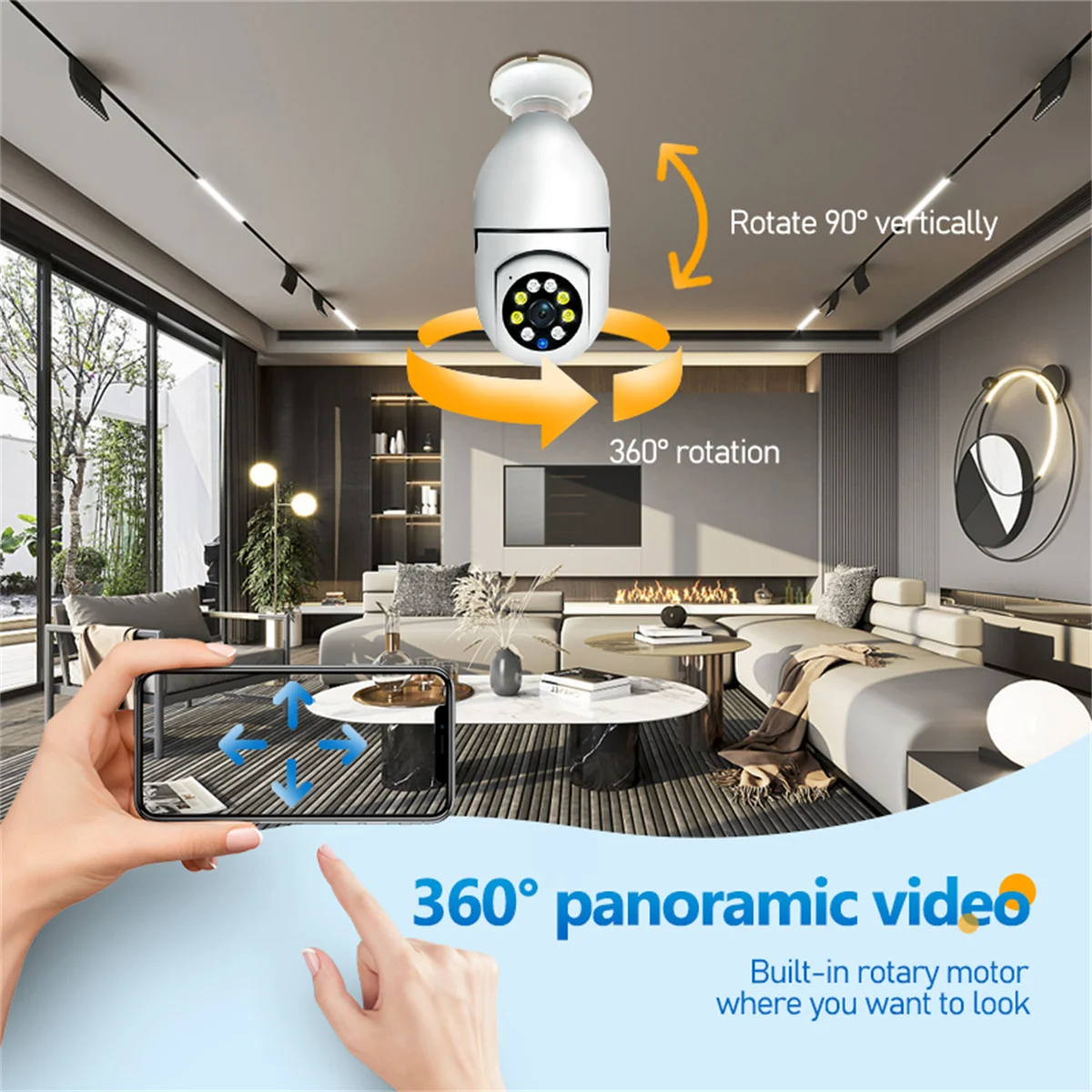 8MP E27 Bulb WiFi Camera Light Bulb Security Camera Video Surveillance Supprt Two Way Audio AI Humanoid Detection Baby Monitor