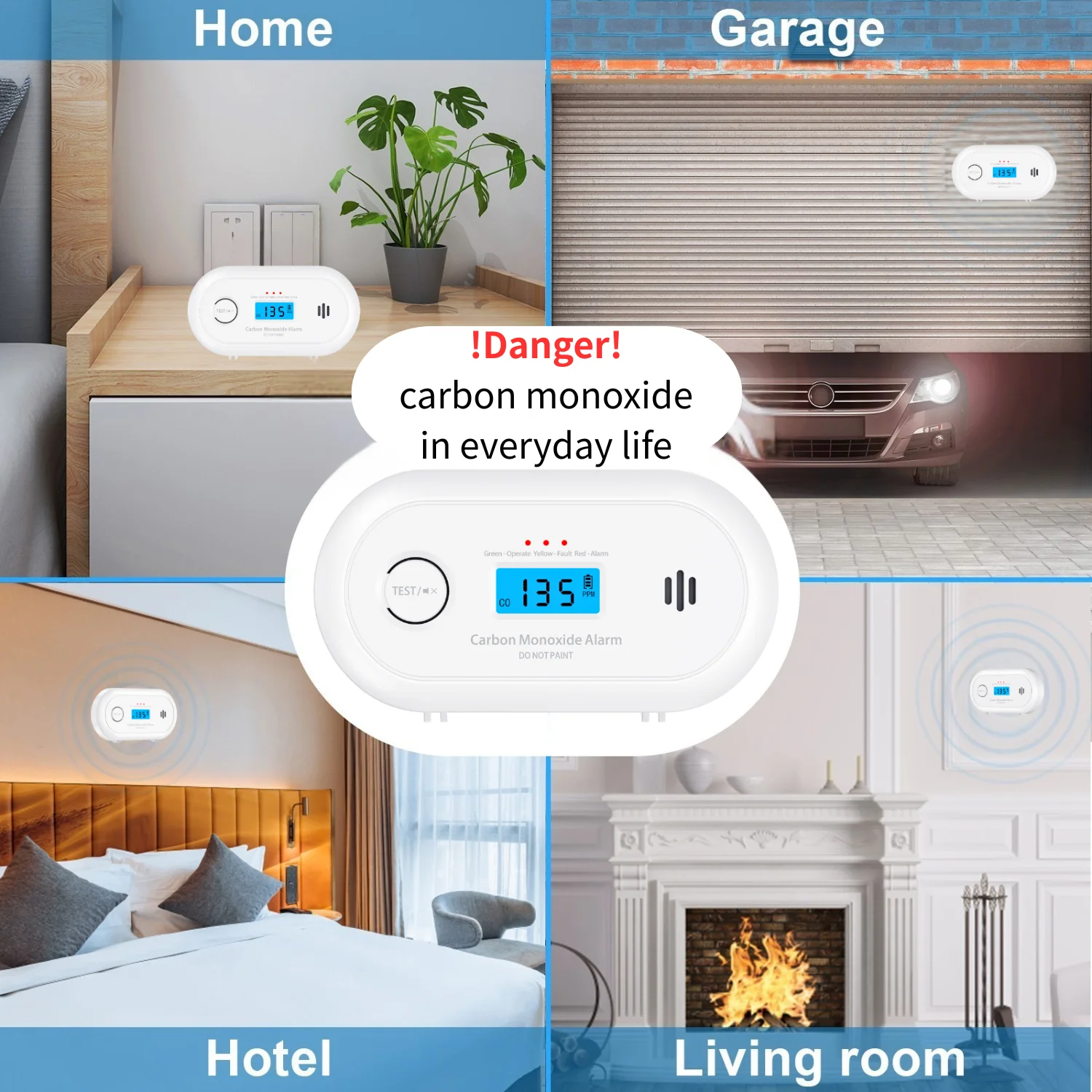 Wireless Interlinked Smoke | Carbon Monoxide | Heat Alarm/Detector with Remote Controller ,10-year life Li-battery, CE,/UKCA