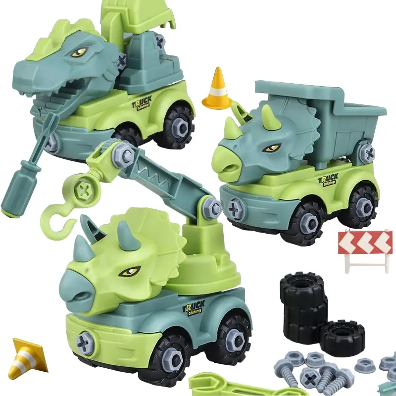 Vehículos de transporte, excavadoras, dinosaurios, juguetes de construcción, desmontables, ejercicio de autocarga, habilidades manuales para niños
