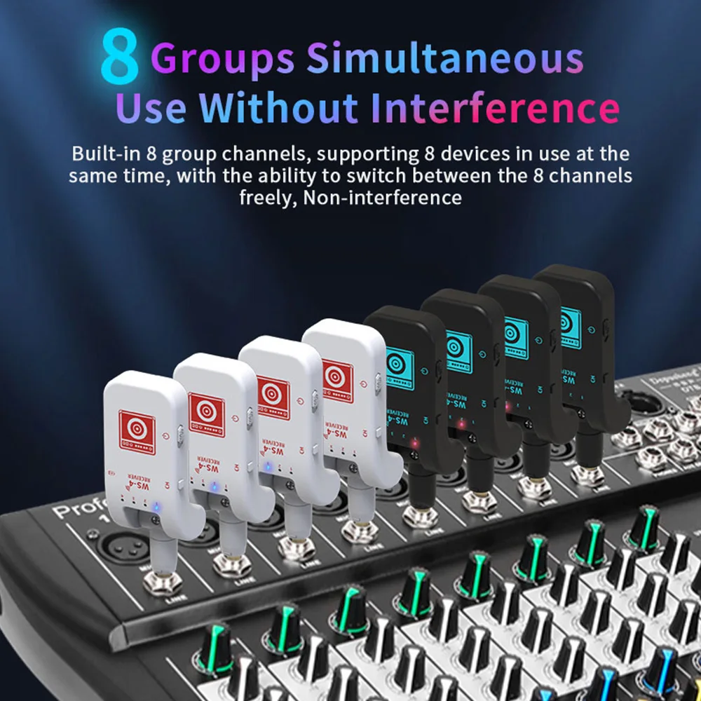 Sistema de guitarra inalámbrico de 2,4G, transmisor receptor de guitarra recargable, transmisión en tiempo Real de 48K/16 bits, enchufe giratorio para guitarras