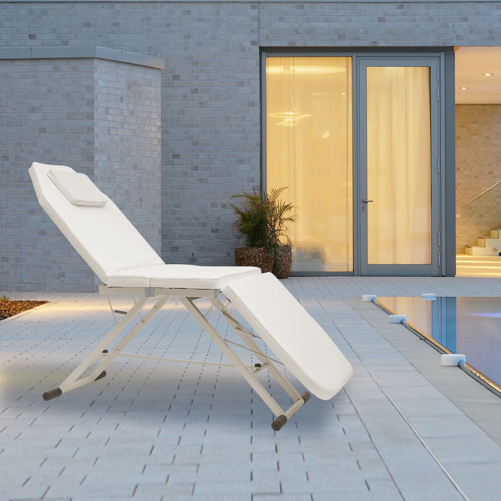 Massagetisch, Liegestuhl, faltbar, für Schönheitssalon, Spa, PU, tragbar, Tattoo-Bett, Couch, SPA, Massagesessel, verstellbar, Weiß