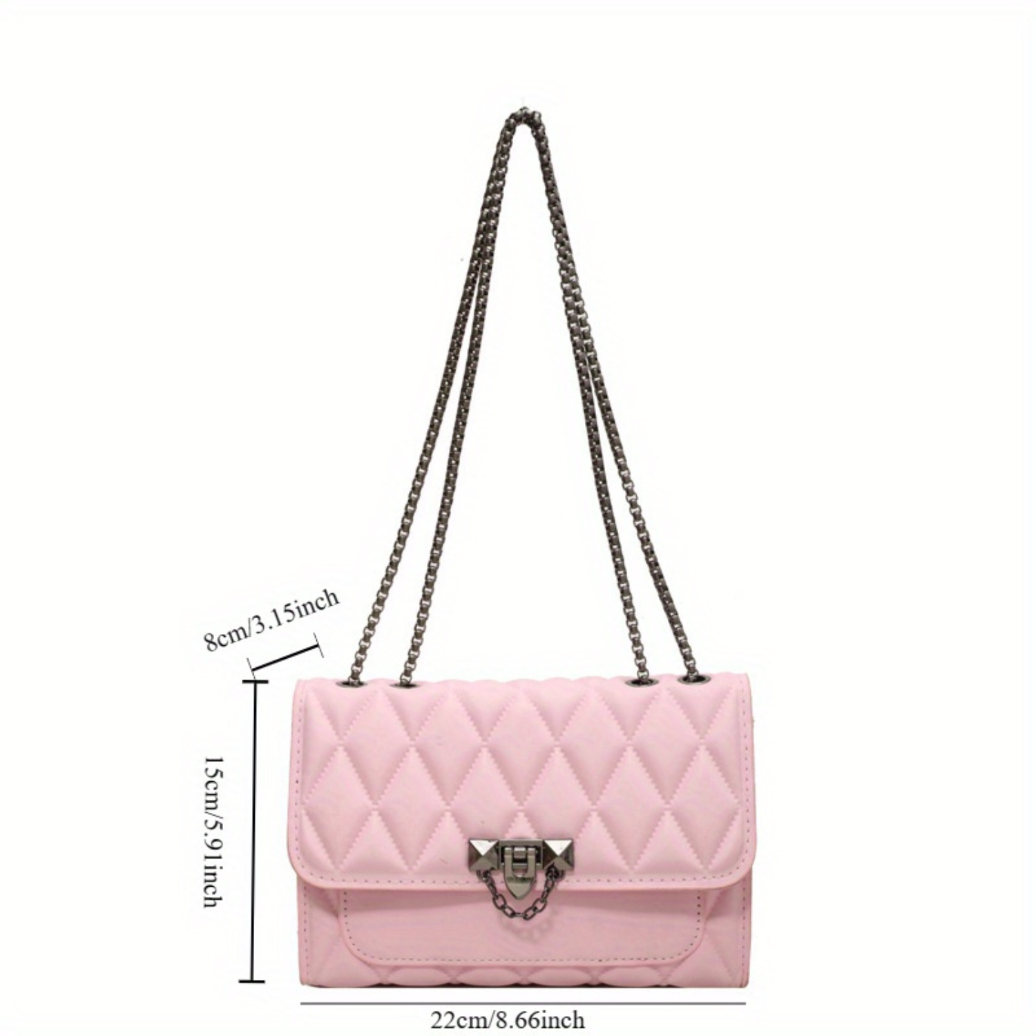 Bolsa crossbody acolchoada com corrente, bolsa de ombro quadrada vintage