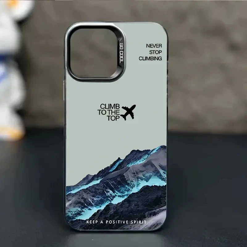Funda de teléfono Mountain Peak Aircraft para IPhone 16 14 15 11 12 13 Pro Max 16E 7 8 Plus SE 2 XR X XSMAX cubierta IMD de atardecer a prueba de golpes