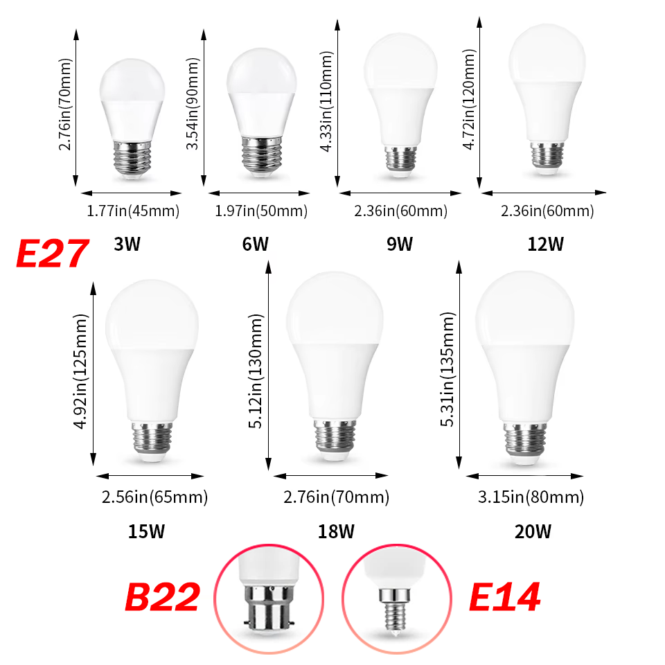 5 stks/partij 12 V E27 E14 B22 LED Lamp 3 W 6 W 9 W 12 W 15 W 18 W 20 W Lampada Led Gloeilampen Laagspanning Bombilla Lamp Voor binnenverlichting
