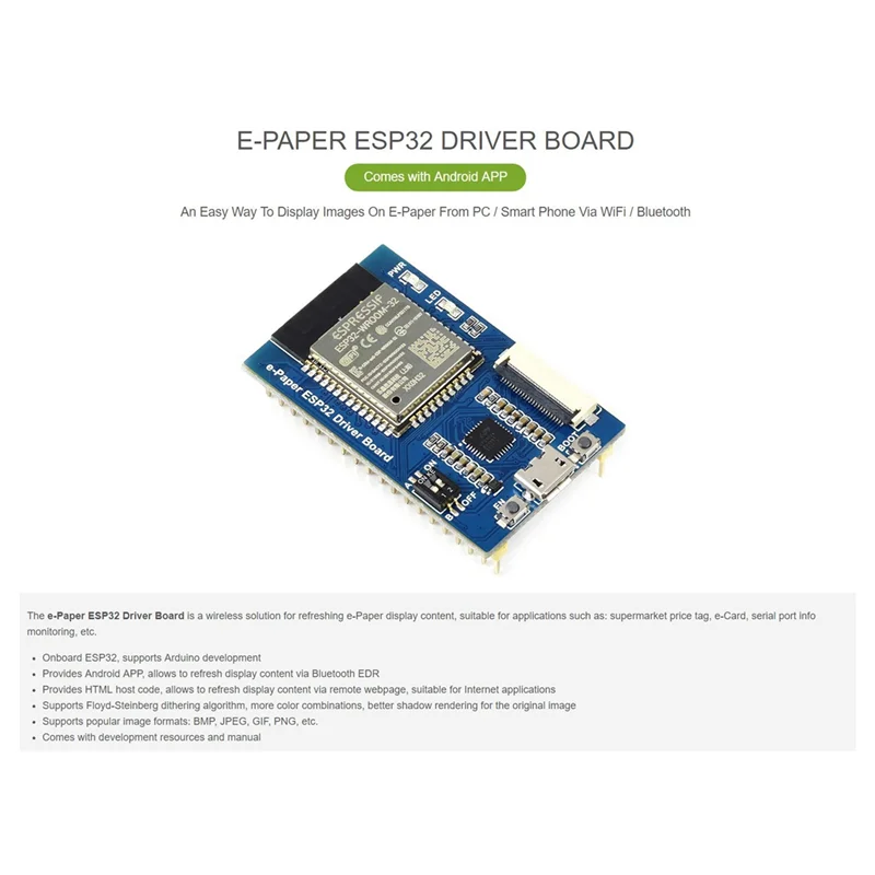 Waveshare Universal E-Paper Driver พร้อม WiFi Bluetooth SoC ESP32 Onboard รองรับ SPI E-Paper ดิบแผง