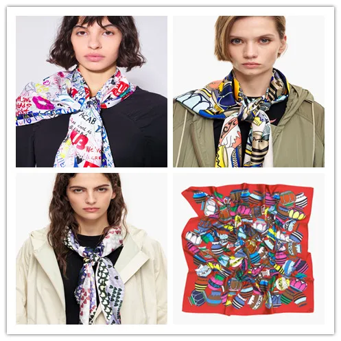 Lenço ande Estampado Manna 00cm X 00cm Multi-Estilo Moda Coreana Fibra de Poliéster Acório F com Padrão Floral