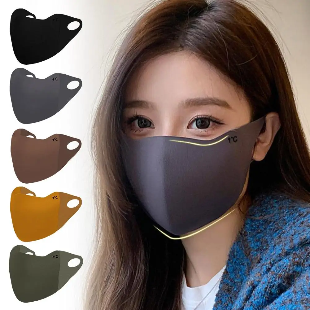 หน้ากากกันลมอบอุ่นฤดูหนาวสีทึบกลางแจ้งอุปกรณ์เสริมขี่จักรยานหน้ากากใบหน้าแฟชั่นครีมกันแดดหน้ากากวิ่ง D3Z3
