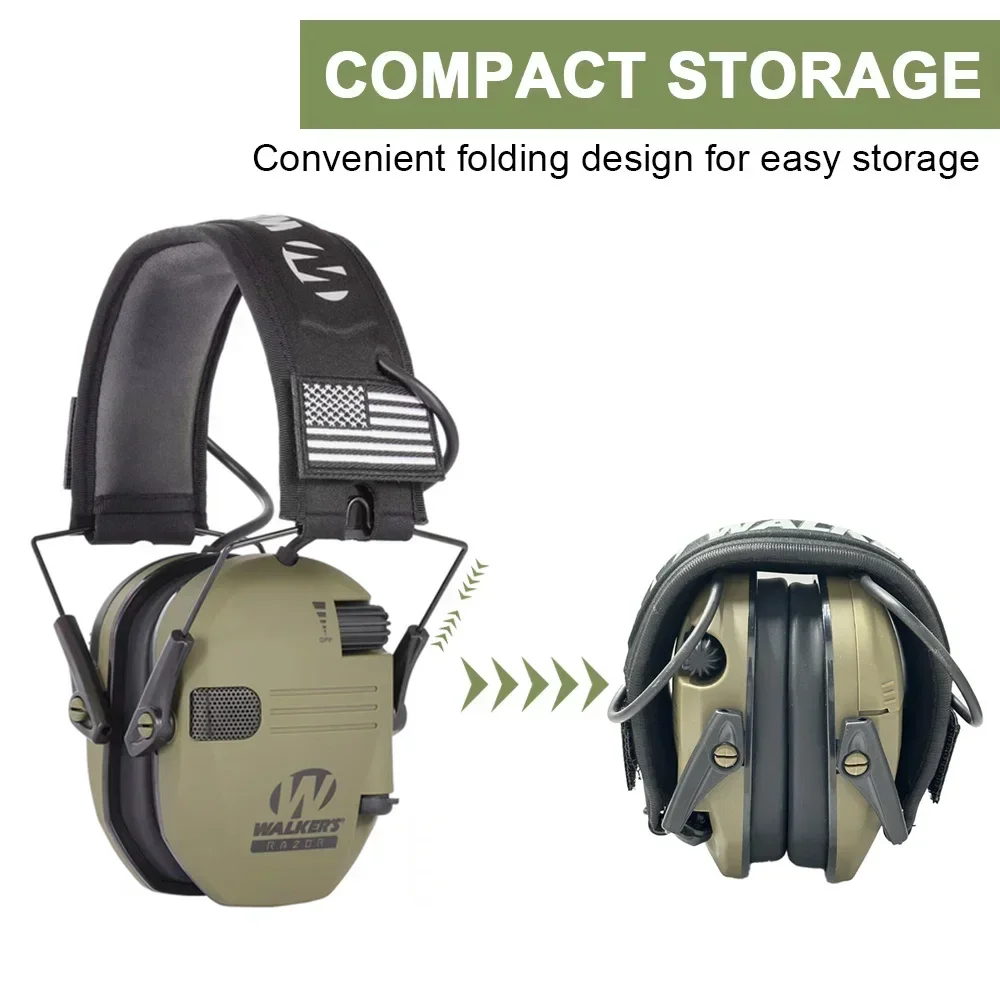 Tactical Active Shooting Earmuff for Slim Ultra Low Profile Compact Design Adjustable Range Shooting Hunting Hearing Protection