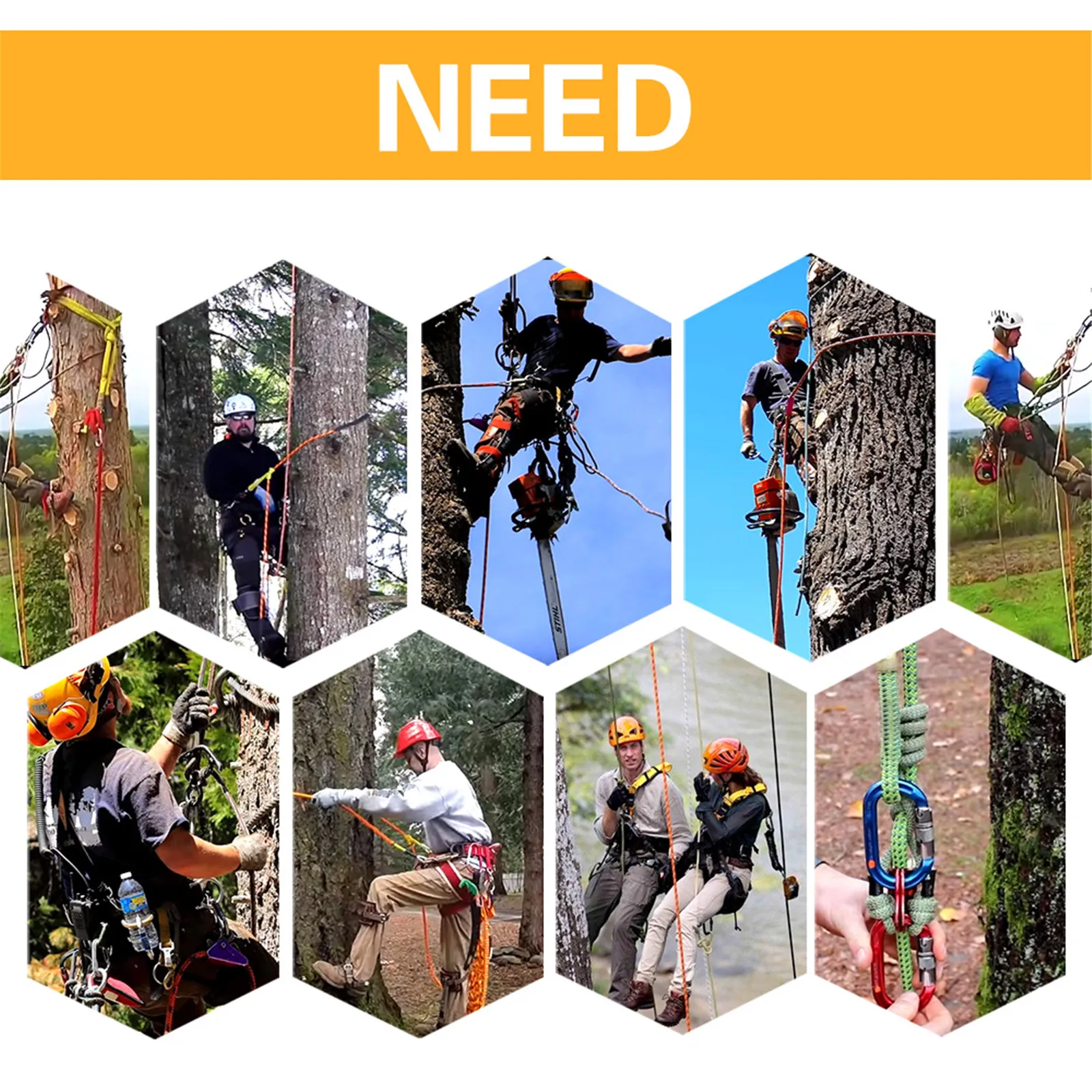 1/2 "* 8 'Dây Thép Core Lật Dòng Bộ Leo Núi Định Vị Dây Cho Arborists Cây Nhà Leo Núi Cho Arborist mùa Thu Bảo Vệ