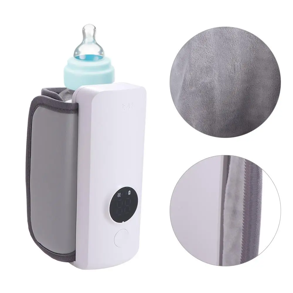 Calentador de biberones recargable por USB, ajuste de temperatura con pantalla de temperatura, calentador de leche, funda aislante de 6 niveles