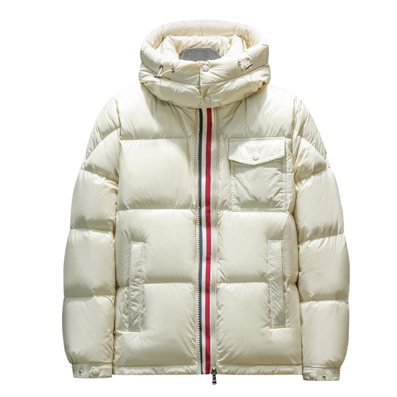 Winter stand-up collar hooded down jacket, fashion trend men's casual cold warm solid color work jacket 2024 winter