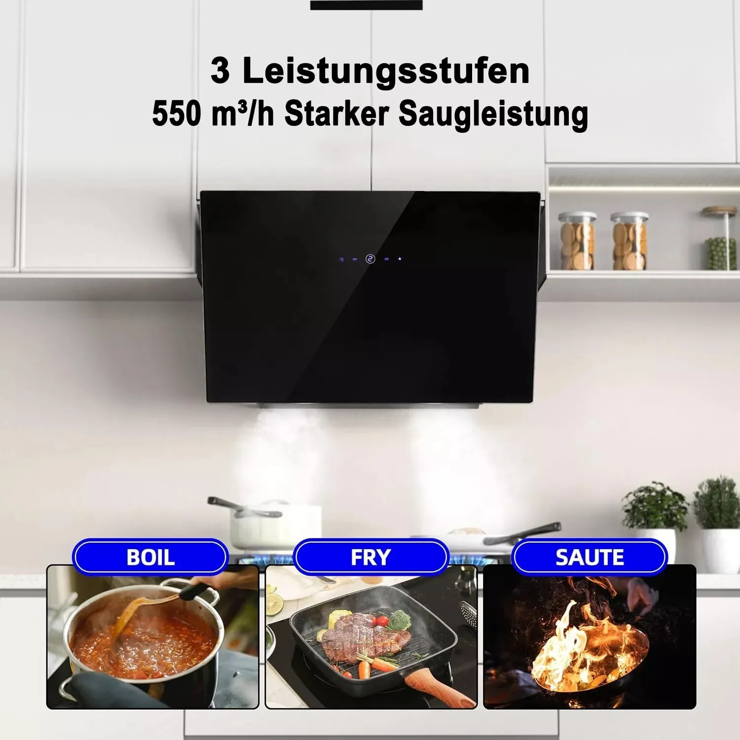 Extrator de parede 60cm, recirculação de ar de exaustão, display sensível ao toque, vidro a++ leds, exaustor de cozinha yywh0460