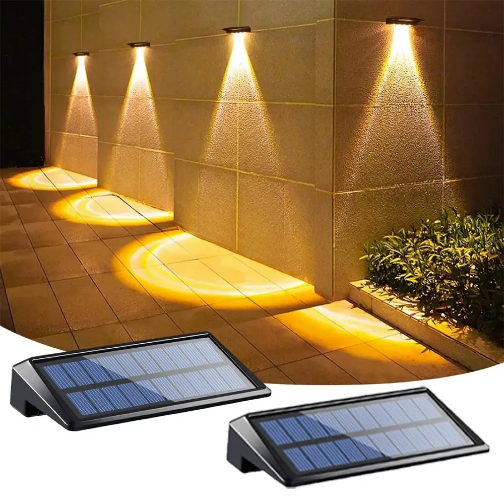 2 szt. lamp słonecznych 4 lampy LED na ogrodzenie słoneczne Zewnętrzne wodoodporne lampy solarne na taras Lampy ścienne na ogrodzenie Ścieżka podwórkowa