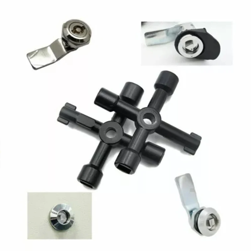 4 In 1 Multifunction Electrician Plumber Utility Cross Switch Wrench Square Triangle Wrench Tool for Elevator Gas Train Radiator