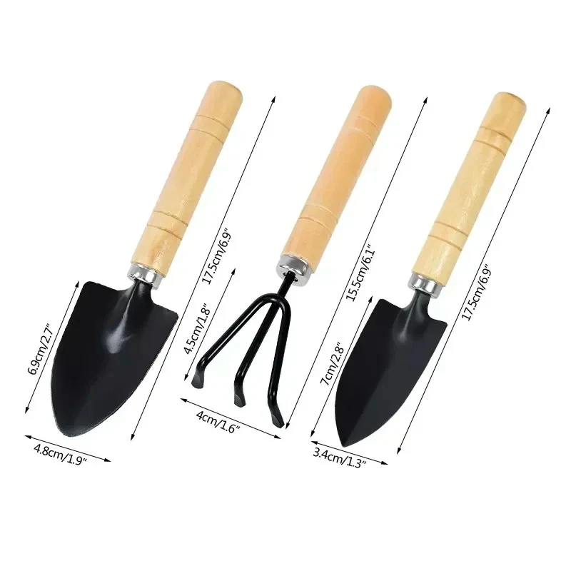 3 pz/set Mini Set di Attrezzi Da Giardino Per Piante Da Giardino Vaso di Fiori Cactus Verdure Scavo Diserbo Piante Piccole Interni Attrezzi Da Giardino