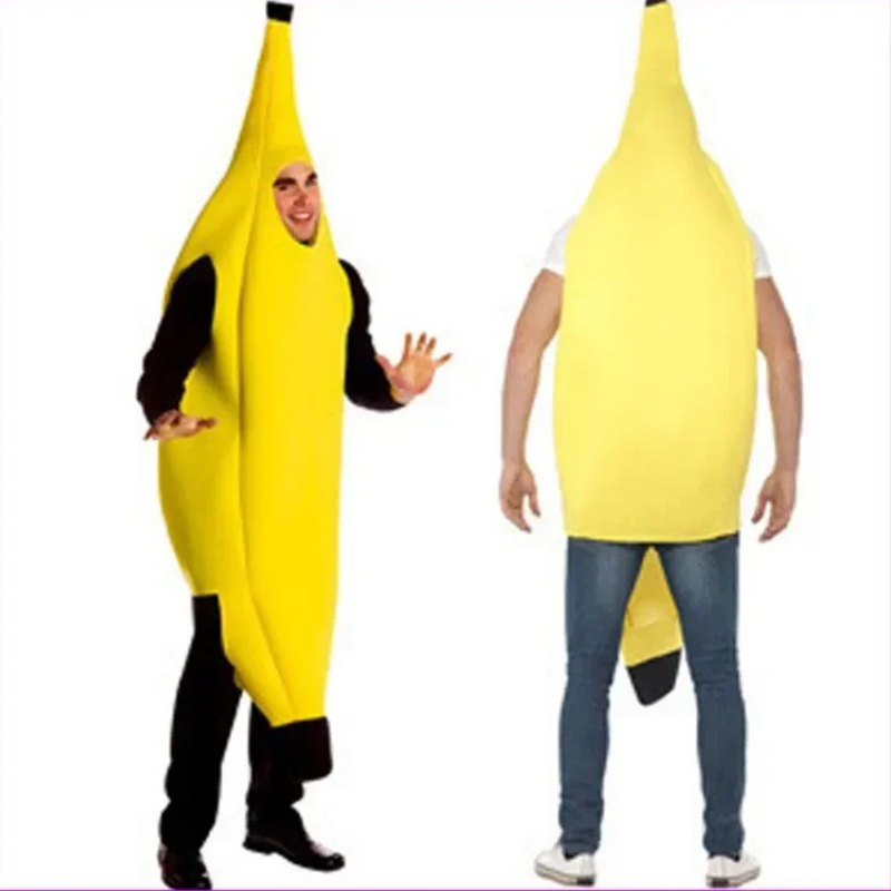 Costume da banana divertente unisex per bambini/adulti Costume giallo leggero Costume da ballo per feste di frutta di Halloween