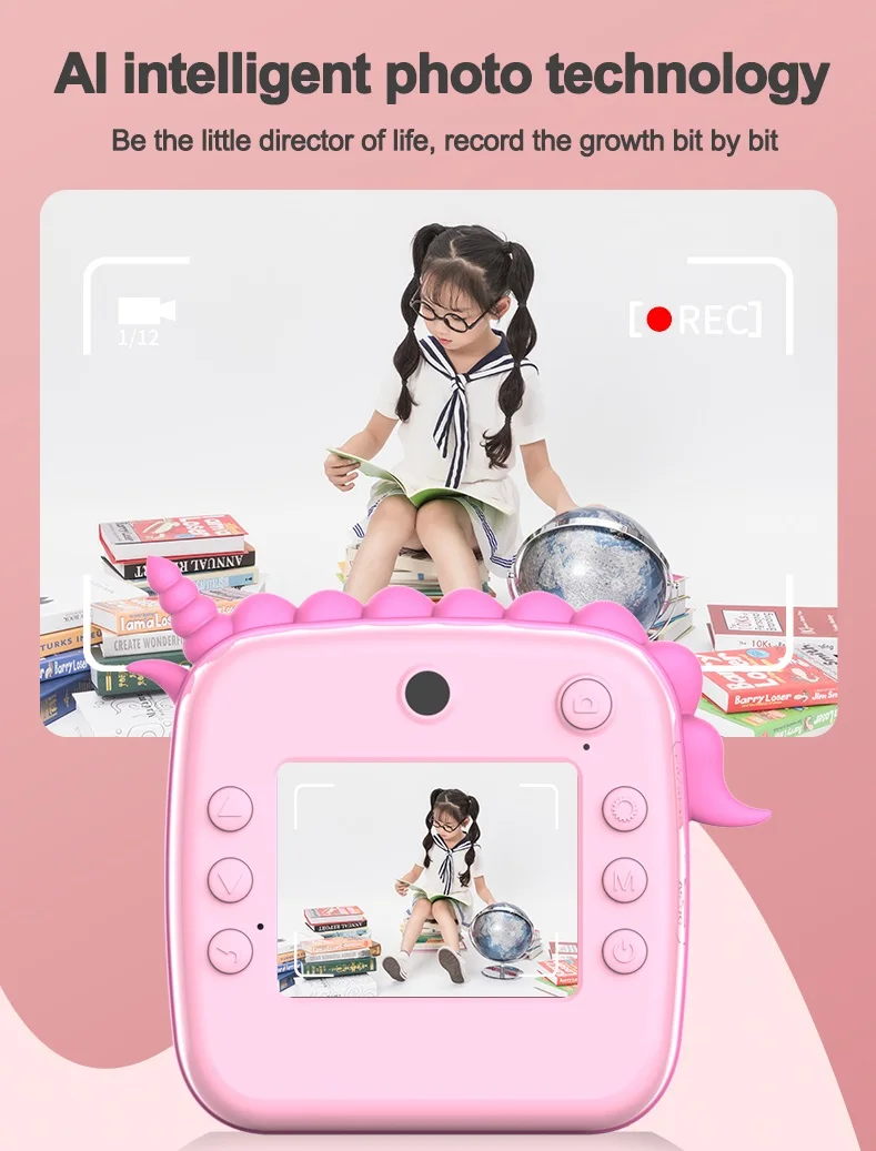 Appareil Photo à impression instantanée pour enfants, appareil Photo numérique à double objectif, jouets pour enfants, appareil Photo à dessin, jouet, cadeau d'extérieur