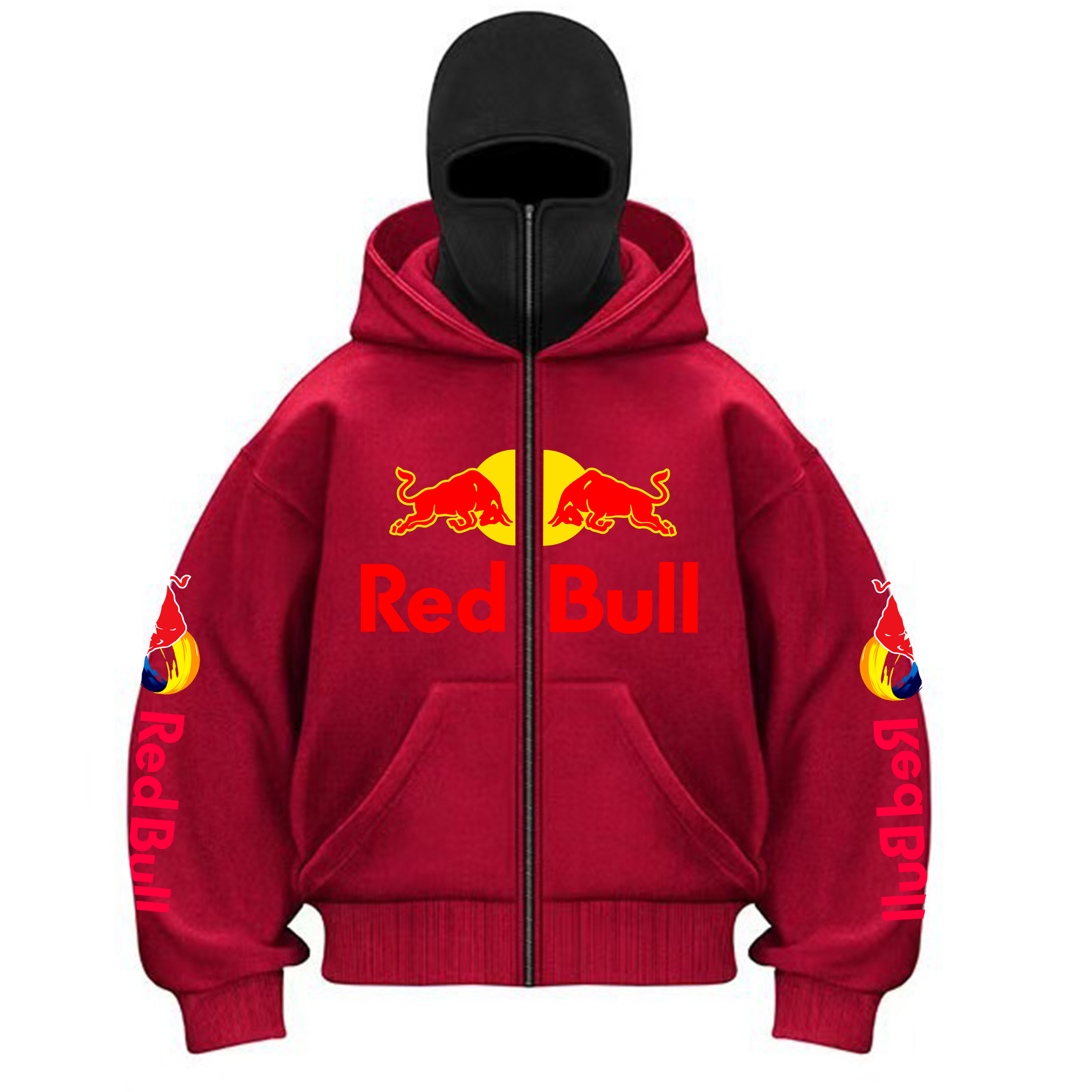 Nouveaux hommes automne/hiver Red Bull sport mode sweat à capuche avec fermeture éclair avec masque à capuche conception de fermeture éclair veste de sport activités de plein air