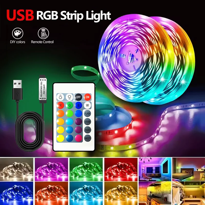 Intelligent 5V USB for TV backlight led strip with 24-key remote control is the perfect choice for home party room decoration