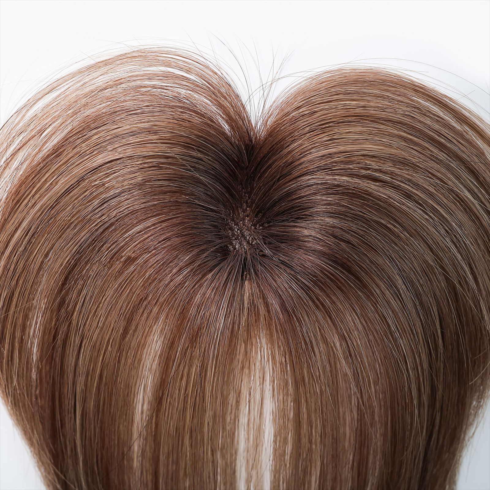 100% Remy cheveux humains Toppers avec frange brun clair postiches 3D vaporeux frange pour les femmes cheveux fins réel cheveux humains Topper Clip In