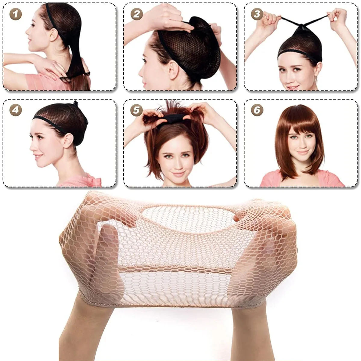 1pc rede de cabelo de náilon nova rede de cabelo elástica extensível moda malha tecelagem peruca bonés para mulheres fazendo ferramentas peruca