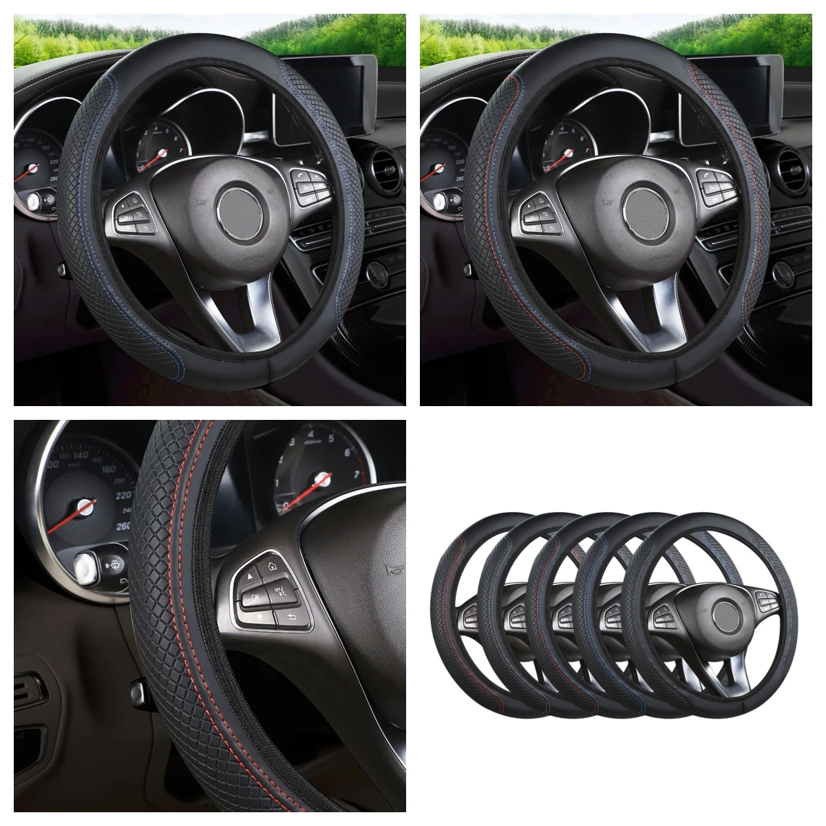 Stuurhoes Antislip Ademende stuurhoes Universele microvezel PU lederen stuurwielbeschermer Geen binnencirkel