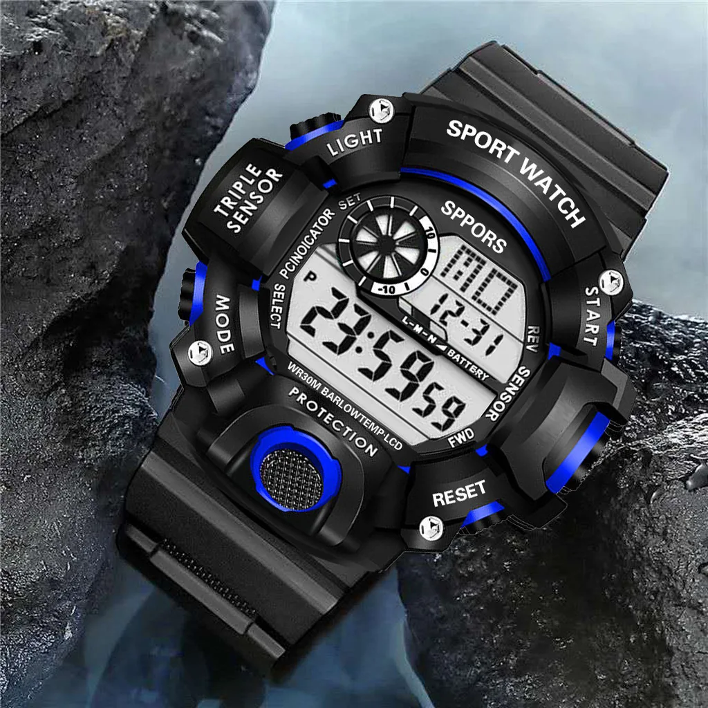 Reloj YIKAZE Y73 para hombre, reloj de pulsera electrónico deportivo Digital, reloj deportivo multifuncional resistente al agua con alarma luminosa para hombre
