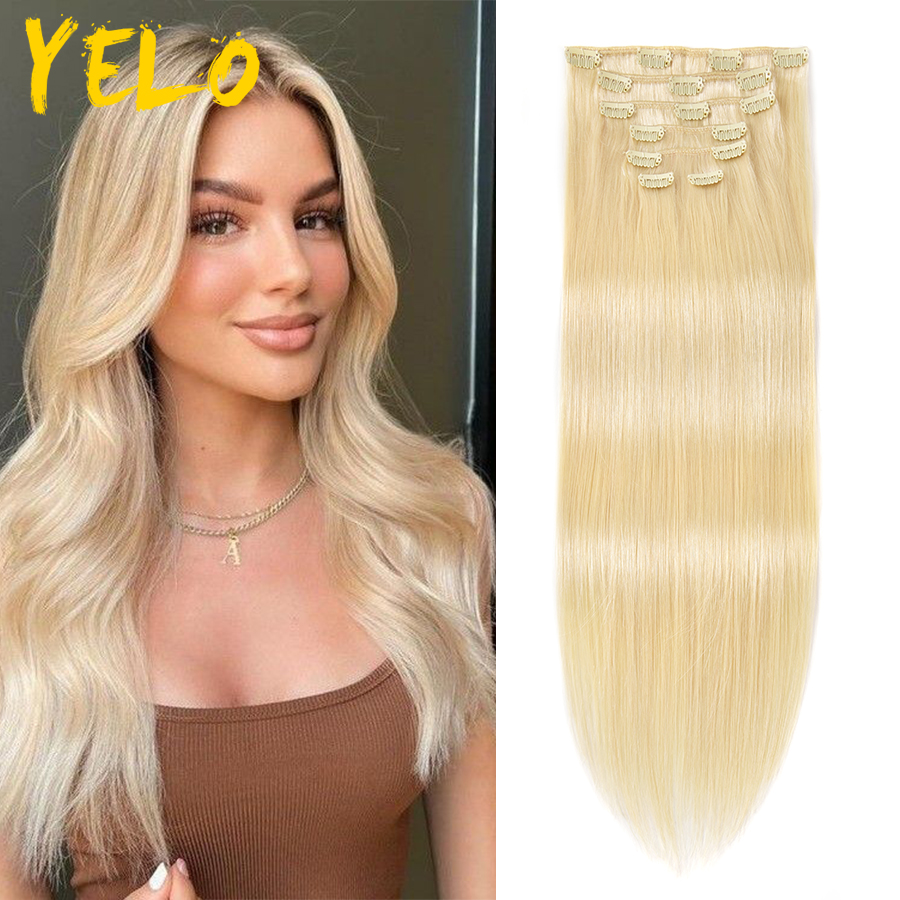 Yelo 14 "-26" doczepy z ludzkich włosów brazylijski prawdziwy nieprzetworzony Remy naturalny klip w treski 12 odcieni klip na 80G-120G