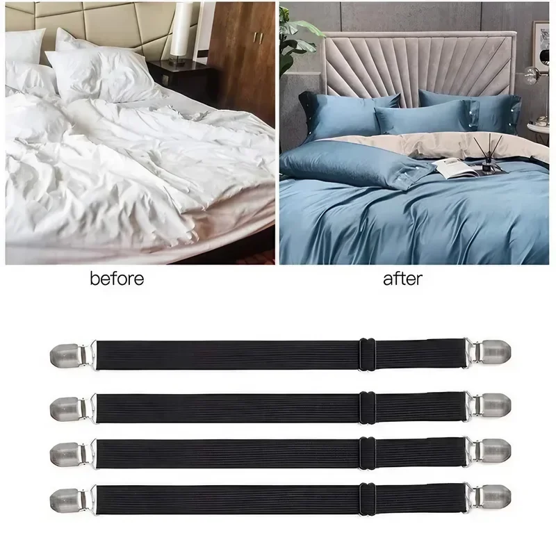 4PCS Double CLAMP อเนกประสงค์แผ่น Gripper ปรับลื่นสําหรับผ้าปูที่นอนและผ้าคลุมโซฟา