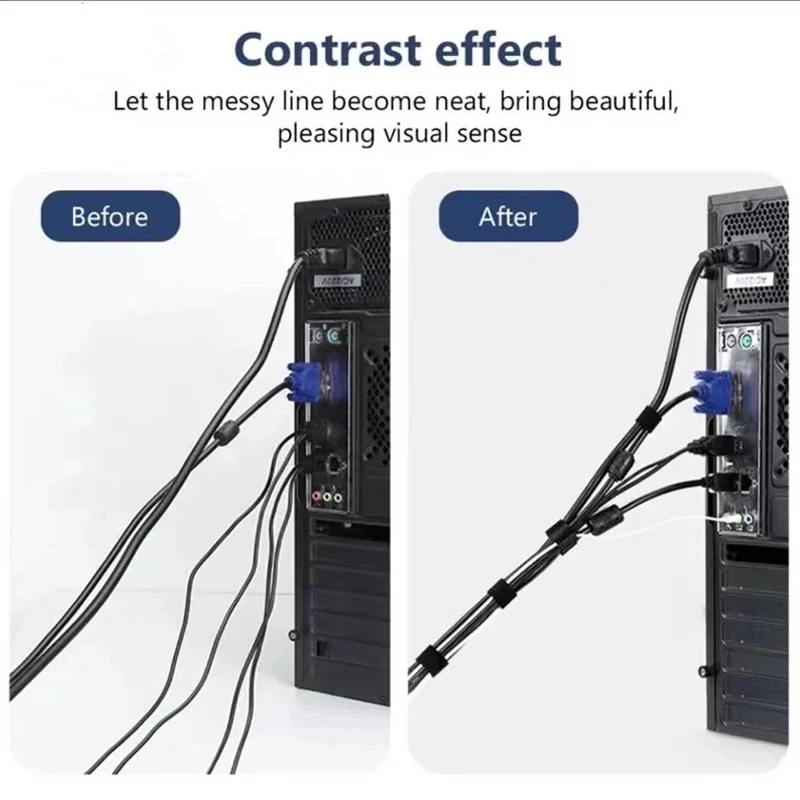 Bridas para cables con cierre de gancho y bucle, enrollador de cables, bridas para cables de ratón y auriculares, Protector de gestión de Cables USB, organizador de cables