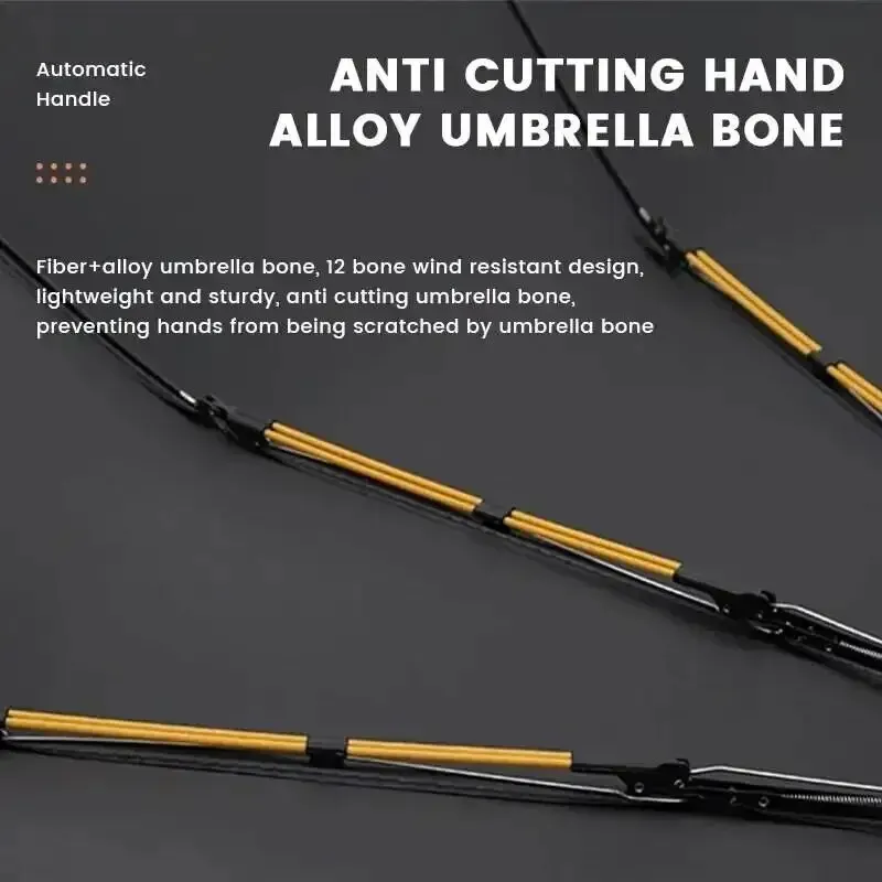 Ombrello completamente automatico con colla nera a 12 ossa con chiglia spessa e durevole Ombrello triplo Ombrello pieghevole resistente ai raggi UV