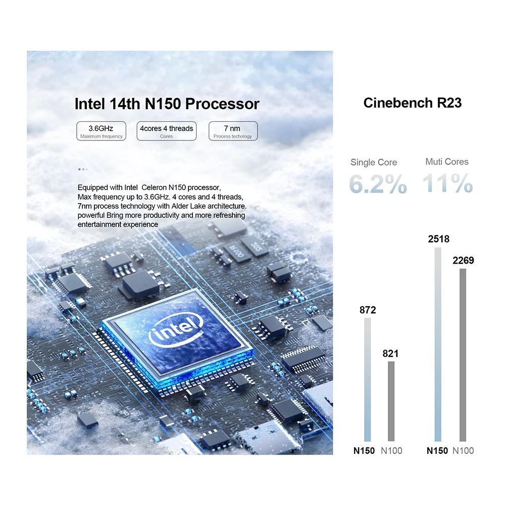 Chatreey T9 Mini PC Intel Alder Lake N100/N150 wifi5 Windows 11 Ultra Small Pocket Computer Dual SSD Full Function Type-C 4K