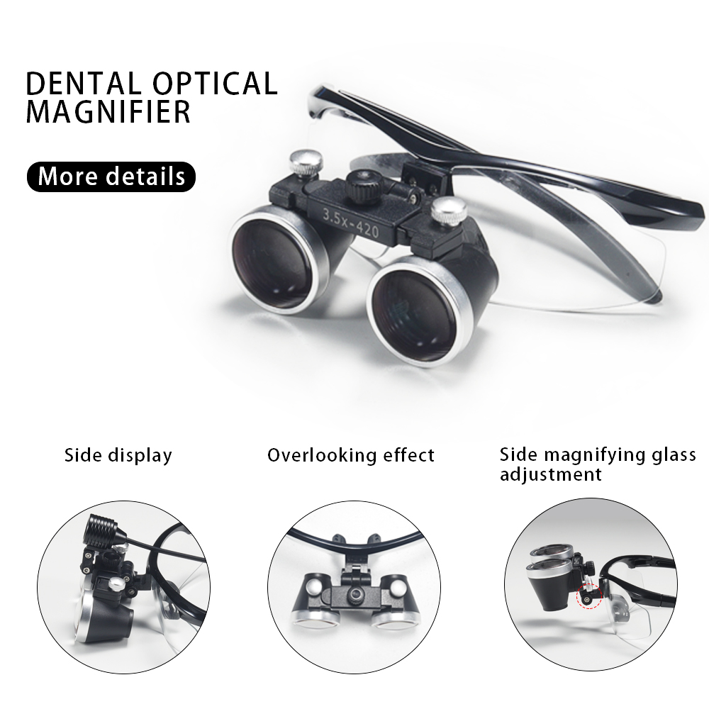 ทันตกรรมกล้องส่องทางไกลแว่นขยาย 2.5X 3.5X Ultra-lightweight Optical Loupes 320-420 มม.แว่นขยายสําหรับทันตกรรมศัลยกรรม