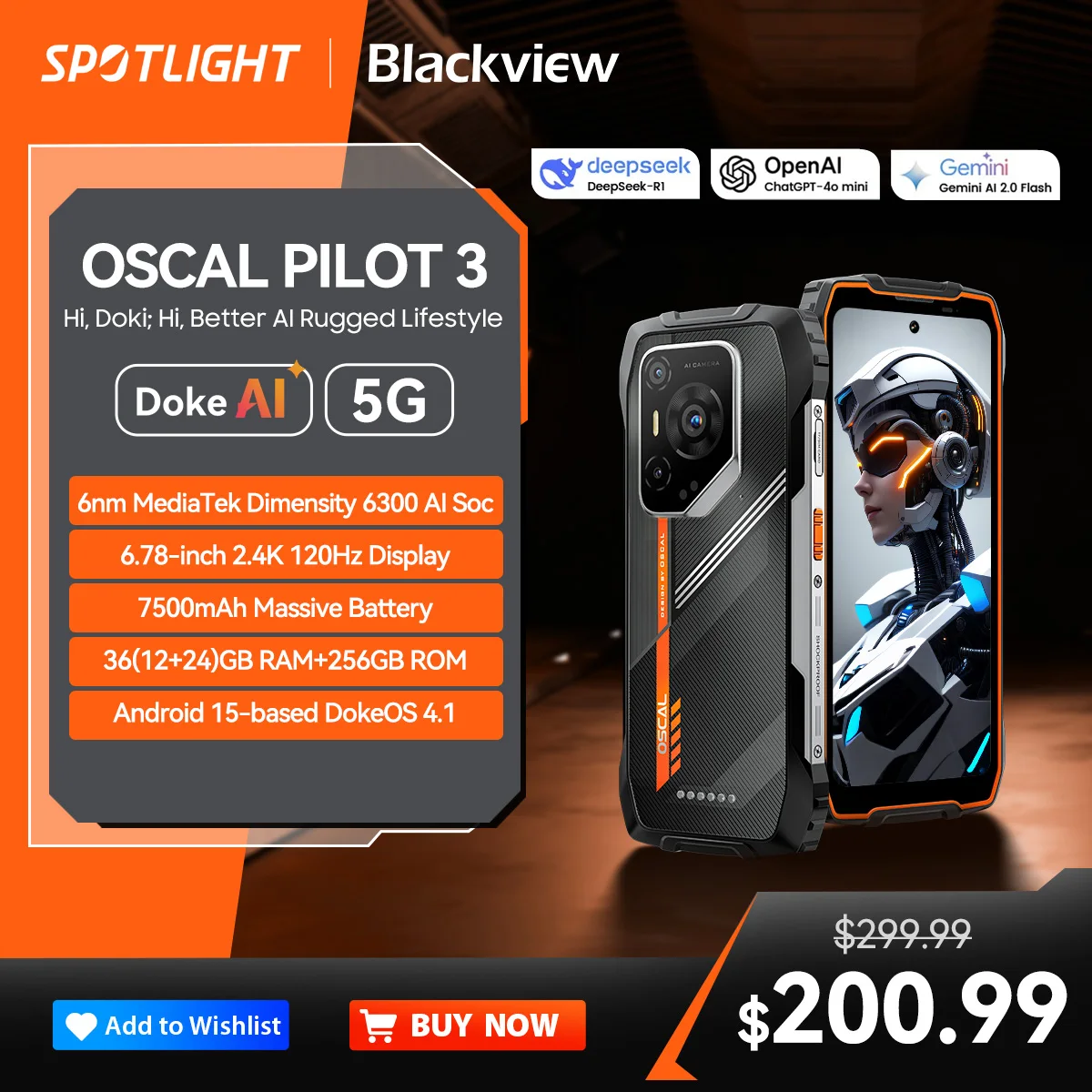 [รอบปฐมทัศน์โลก]Blackview OSCAL PILOT 3 5G AIสมาร์ทโฟนที่ทนทานMTK 6300, 6.78 "จอแสดงผล 2.4K 120Hz, 12GB 256GB, 7500Amhโทรศัพท์