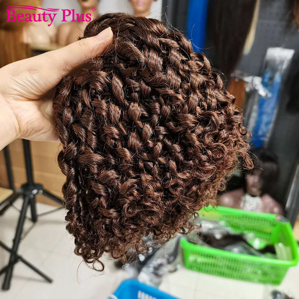 Marrom # 4 colorido espiral encaracolado funmi brasileiro tecer cabelo humano extensão do cabelo pixie pacotes de cabelo encaracolado ofertas