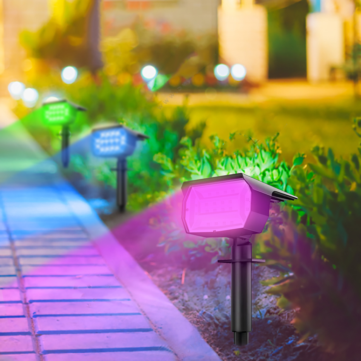 Luz Solar RGB de 20LED, focos de paisaje para exteriores, cambio de Color 2 en 1, lámpara Solar de pared impermeable inalámbrica para Patio y jardín