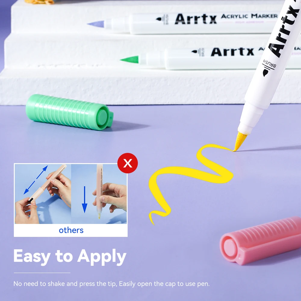 Arrtx 24/30/32 Màu Sắc Sơn Acrylic Bút Lông Xóa Đầu Bút Cho Đá Đá Gốm Sứ Cốc Gỗ Chất Liệu Vải Bố đánh Dấu Bút