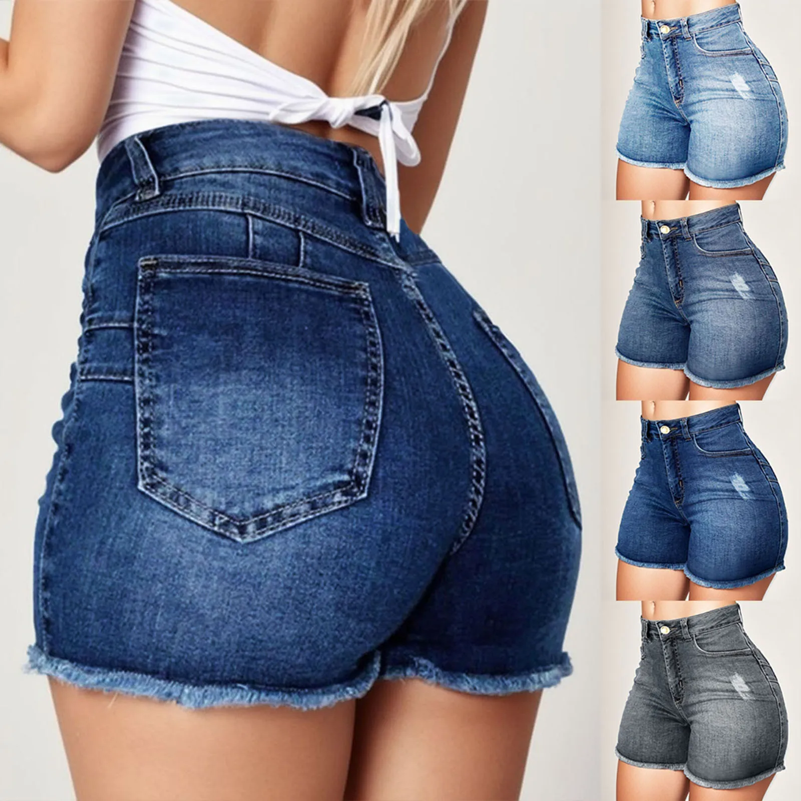Mini pantalones cortos vaqueros de cintura alta para mujer, ropa Sexy para fiesta y Club, ajustados, Falda vaquera elegante, verano, 2024
