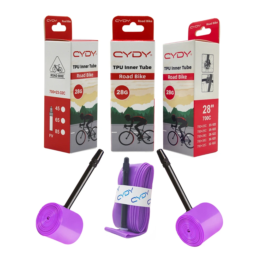 28g CYDY bicicleta de carretera TPU tubo interior 700x23C 25C 26C 27C 28C 30C 32C neumáticos de bicicleta cámara 700C pneu aro válvula francesa