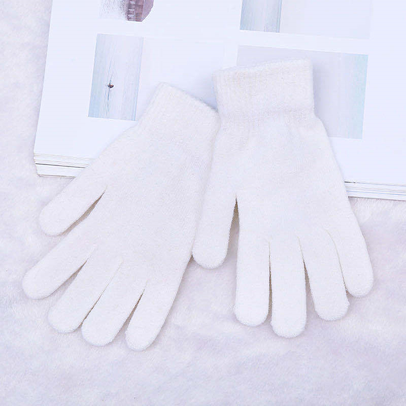 Women Cashmere Knitted Gloves Autumn Hand Warmer Winter Thicken Lining Full Fingered Mittens Skiing Short Wrist Gloves Solid