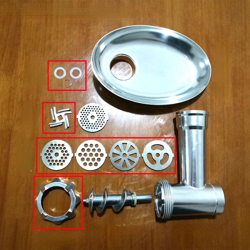 Pezzi di ricambio per tritacarne, pignone, tritacarne, coltello, griglia in acciaio inossidabile per accessori per tritacarne, utensile da cucina