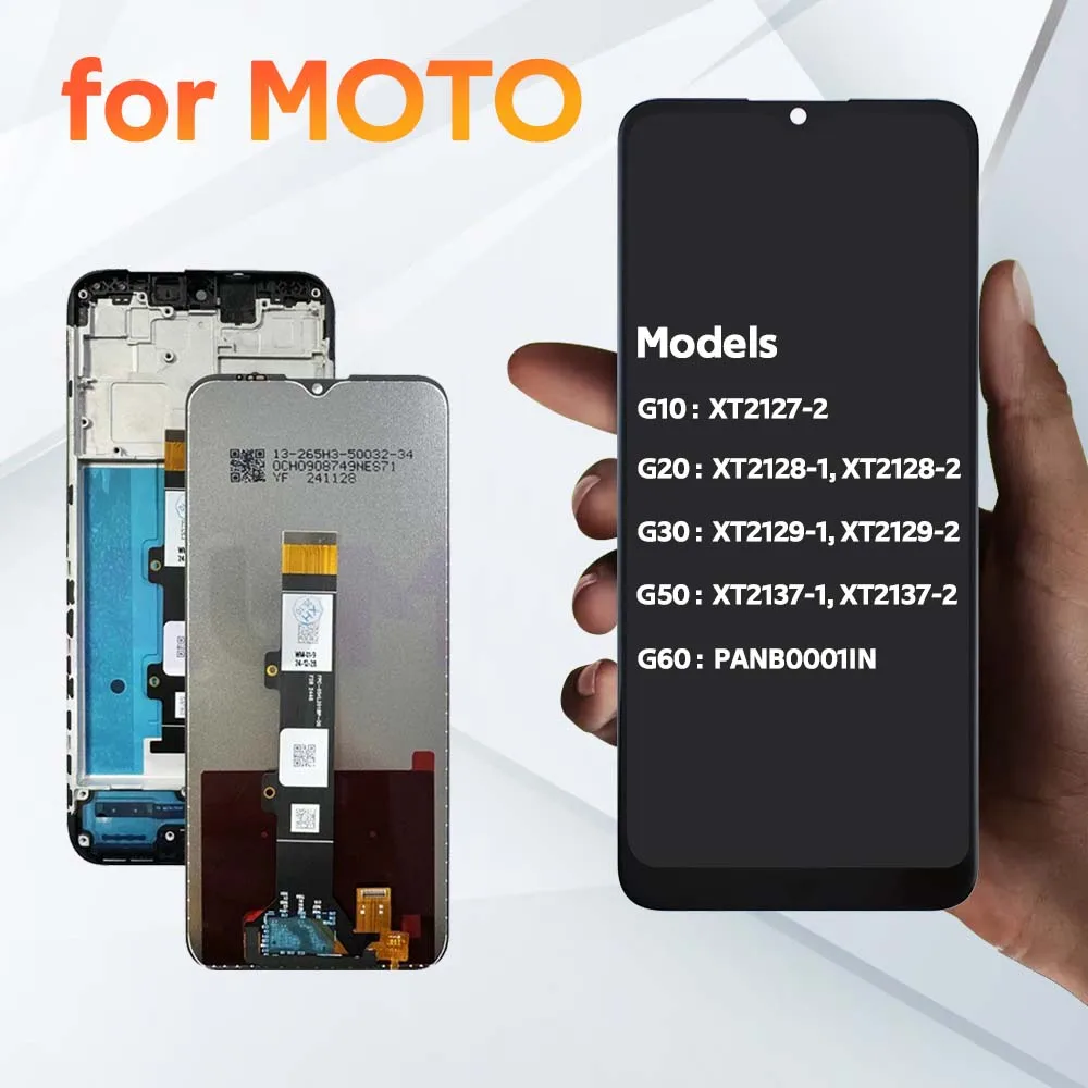 for Motorola Moto G10 G20 G30 G50 G60 G100 LCD Display Touch Screen Digiziter Assembly pantalla For Moto G50 5G With Frame LCD