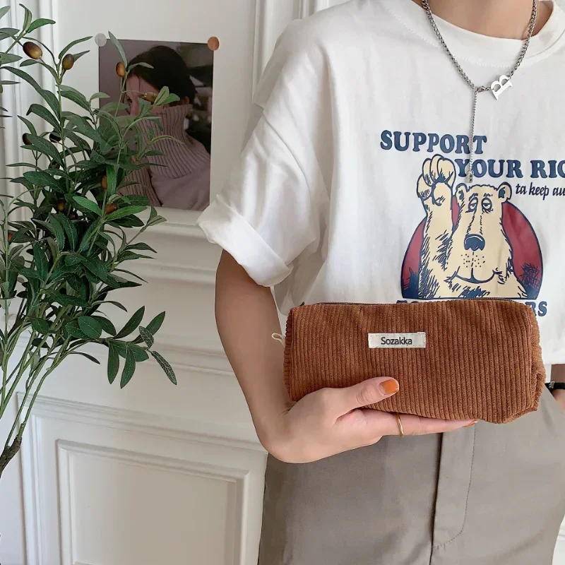 1-teiliges schlichtes Federmäppchen für Studenten, für Jungen und Mädchen, modisch, ästhetisch, einfarbig, Serie, Federmäppchen, Make-up-Tasche, Schulbedarf