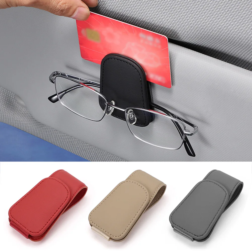 Soporte universal para gafas de sol, soporte de gafas de cuero, soporte magnético multifunción, accesorios para automóviles