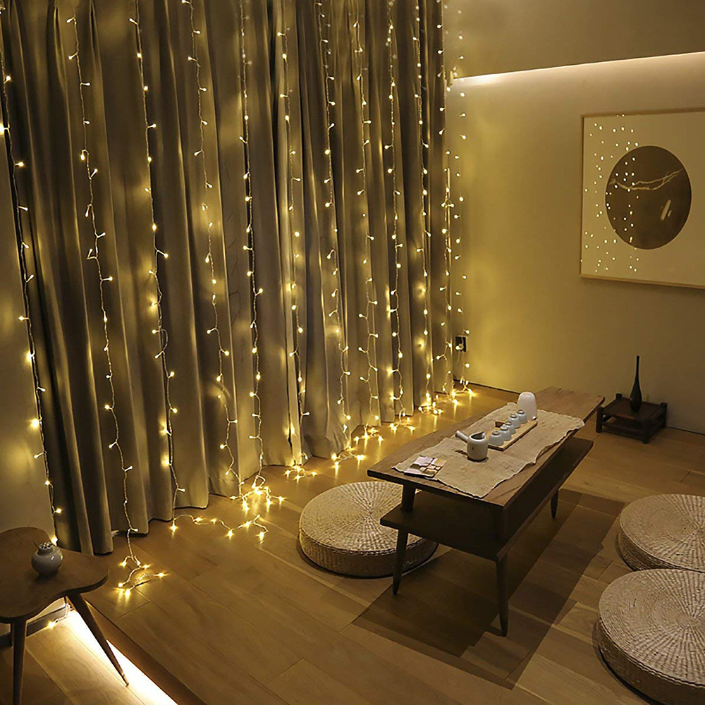 Kurtyna świetlna Feston LED Sopel lodu String Light Możliwość podłączenia Ozdoby sylwestrowe Girlanda 3x1 / 3x2 / 3x3 / 6x3m Dekoracje świąteczne do domu 2024 Na Boże Narodzenie / Dom / Ślub / Impreza / Dom / Wystrój p