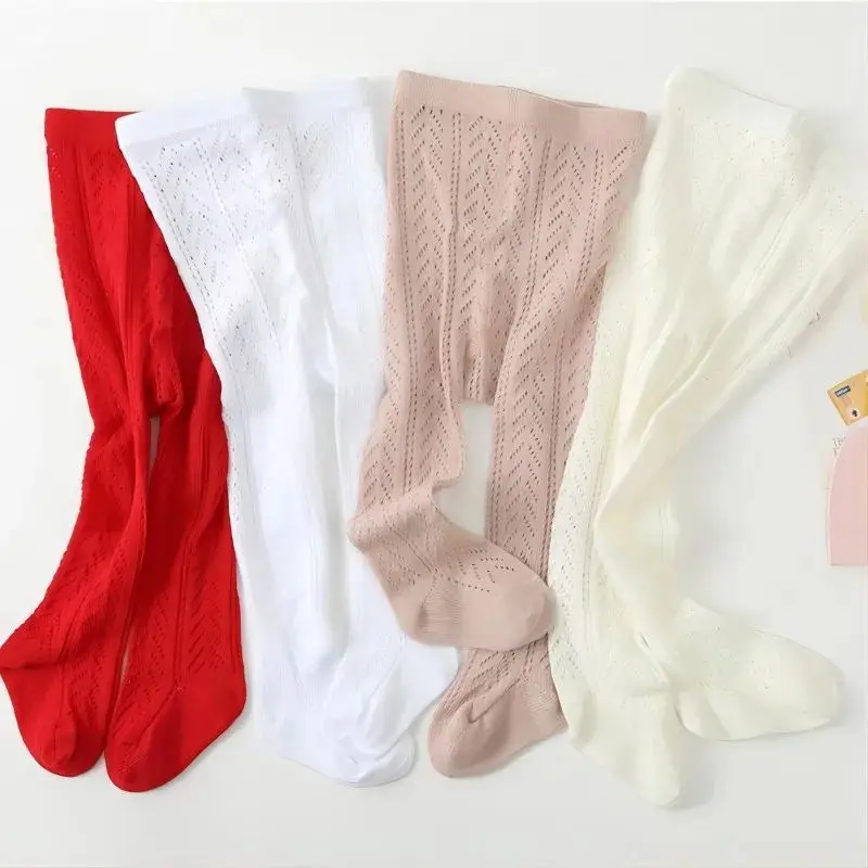 Collant estivi per neonate Calze a rete scavate per bambini Abbigliamento a rete Collant con fondo sottile stile Spagna per bambini