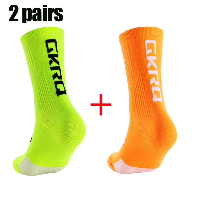 2pairs GKRQ New Cycling Socks Bike Nurse Compression Road Bike Running Mtb Knee-high White Sports Funny Brand Black