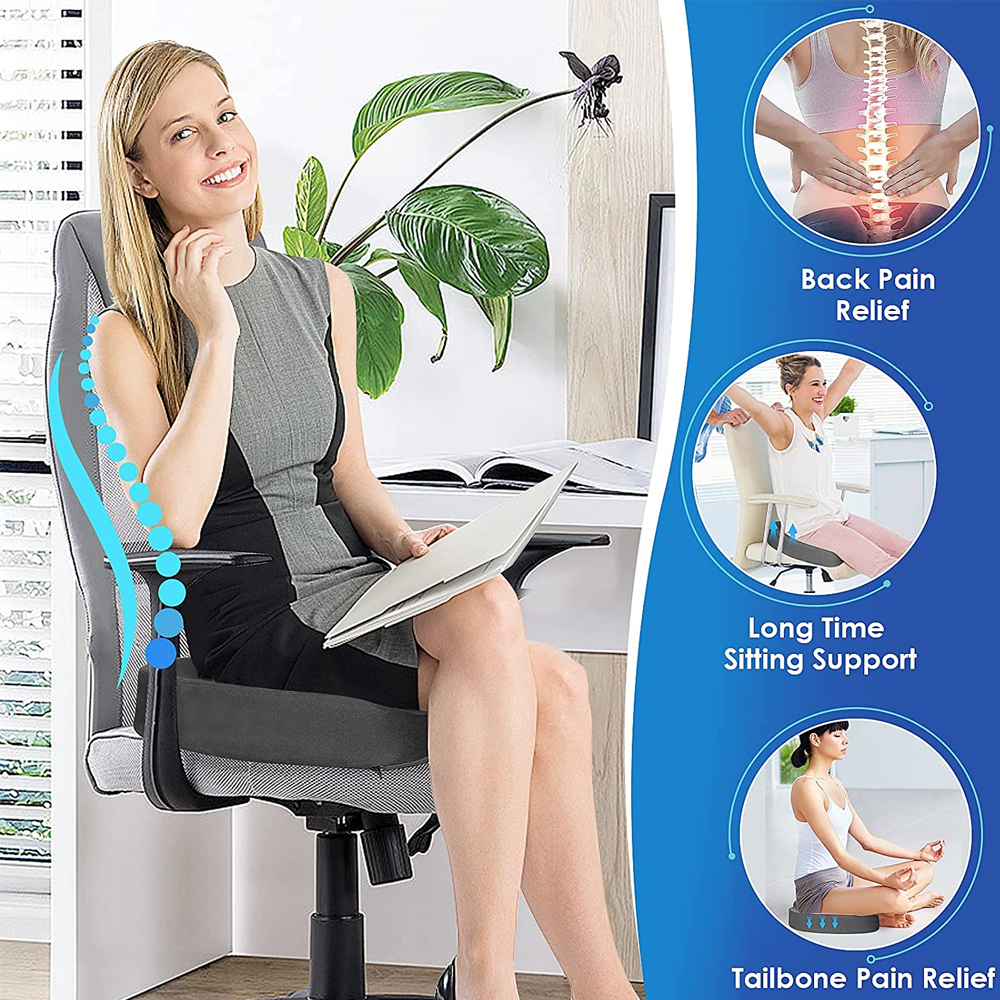 Cojines de asiento para sillas de oficina, cojines de coxis de espuma viscoelástica para el dolor de coxis, almohada para aliviar la ciática, postura correcta para sentarse