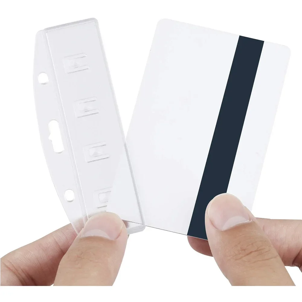 5pcs/pack Horizontal Half Card Badge Holder for Swipe ID Cards Frosted Rigid Plastic ID Card Holder