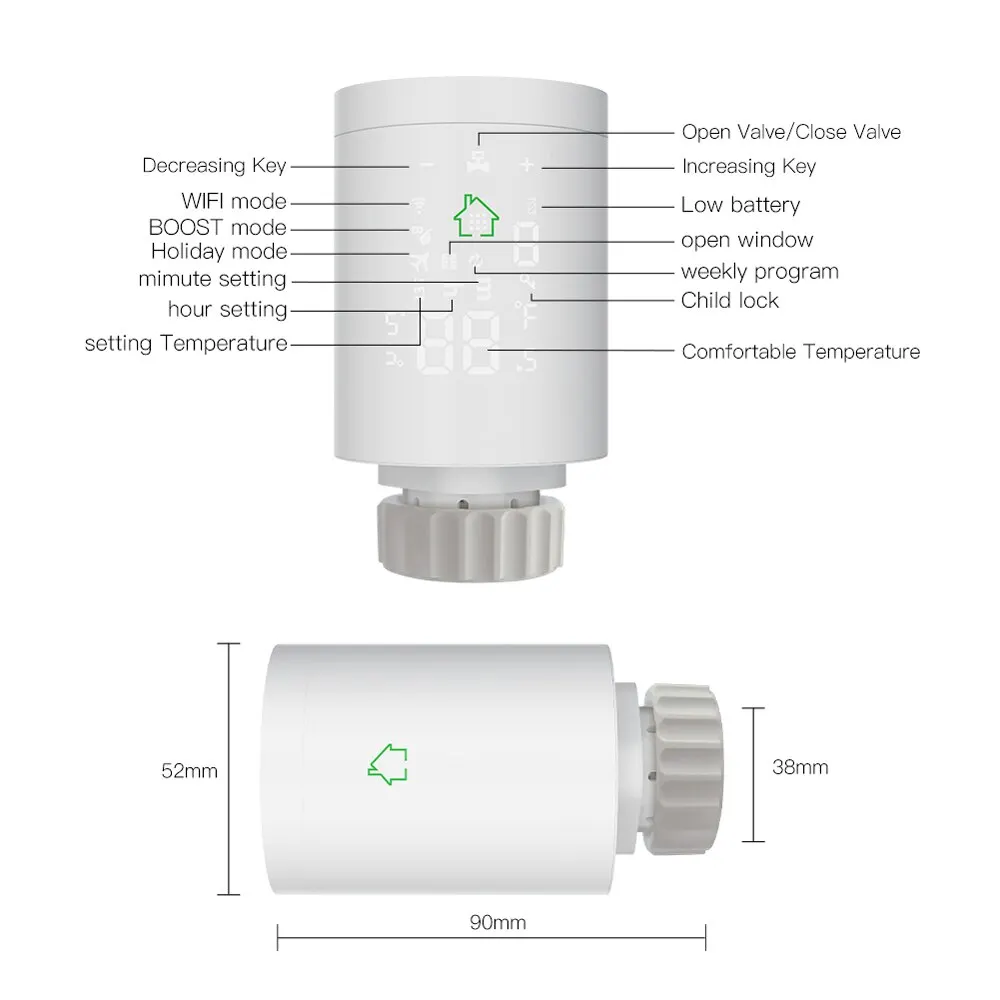 Tuya วาล์วหม้อน้ำอัจฉริยะ ZigBee ตัวควบคุมอุณหภูมิหม้อน้ำแบบตั้งโปรแกรมได้ Alexa Google Home ควบคุมด้วยเสียง